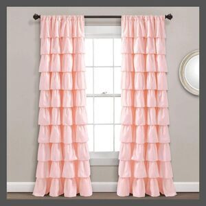Lush Decor - 84"x50" Ruffle Light Filtering Window Curtain Pane Blush